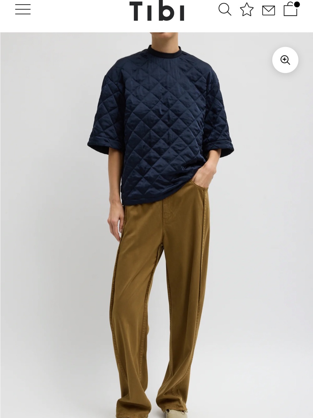 Tibi Garment Dyed Stretch Twill Tuck Pant 32S Dark Tan